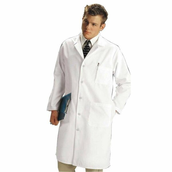 Medline Full Length Lab Coat, White, Size 52 MDT14WHT52E